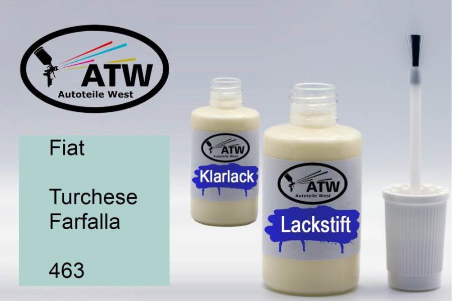 Fiat, Turchese Farfalla, 463: 20ml Lackstift + 20ml Klarlack - Set, von ATW Autoteile West.